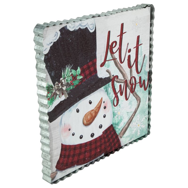 Northlight 12" LED Lighted 'Let it Snow' Snowman Christmas Canvas Wall Art, 3 of 4