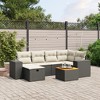 vidaXL Patio Sofa Set with Cushions Outdoor Furniture 7 Piece Poly Rattan - Black and Cream without Storage - 2 of 4