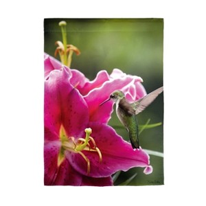 Evergreen Humming in the Garden Luster Garden Flag 12 x 18 Inches Indoor Outdoor Decor - 1 of 1