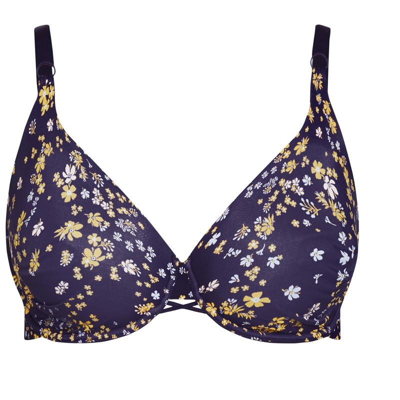 Women's Plus Size Print Back Smoother Bra - navy ditsy | AVENUE, 3 of 3