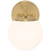 Possini Euro Design Meridian Modern Wall Light Sconces Set of 2 Gold Hardwire 6" Fixture Frosted White Glass for Bedroom Bathroom - 3 of 4