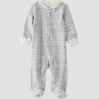 Little Planet by Carter's Organic Baby Striped Sleep N' Play - White/Blue