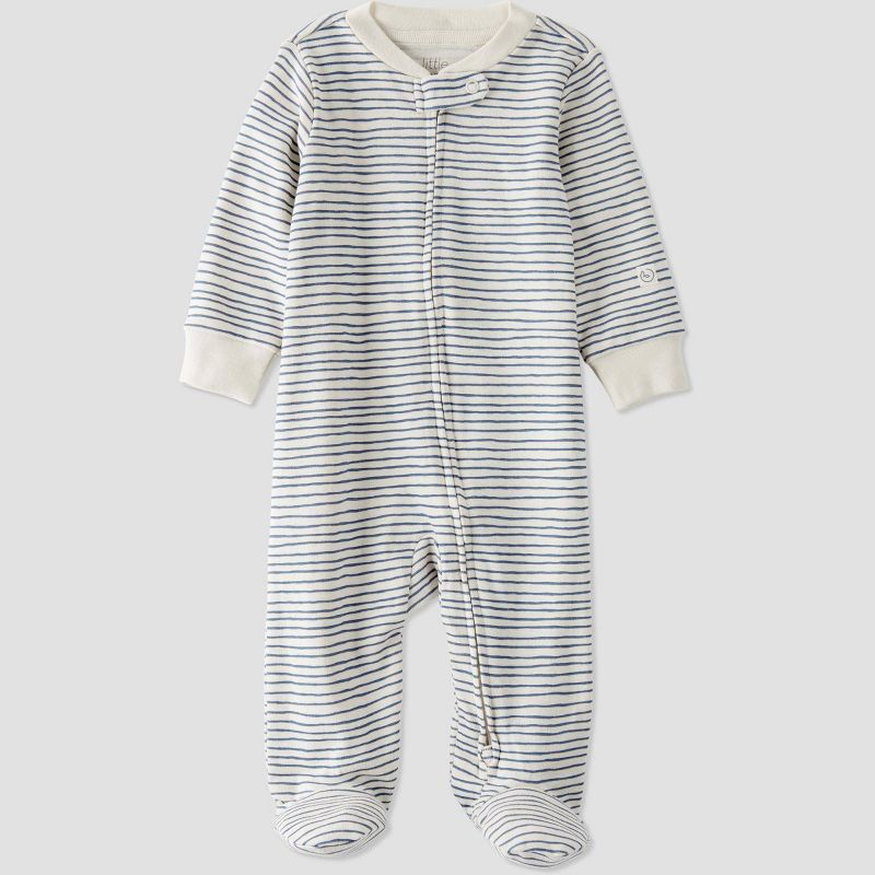 Little Planet by Carter’s Organic Baby Striped Sleep N' Play - White/Blue, 1 of 4