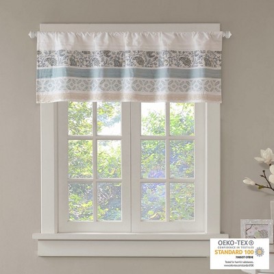 Paisley Print Pieced Color Palette Valance, Lightweight Cotton Lace Taping Valance for All Decor Style, Aqua, 50x18"