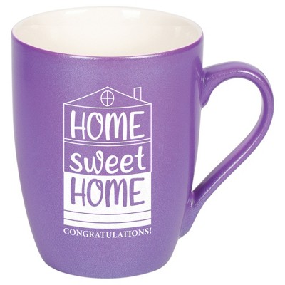 Elanze Designs 10 Ounce Ceramic Decorative Laser Engraved Giftable Novelty Tea Coffee Cup Mug Passion Purple Home Sweet Home Congratulations!
