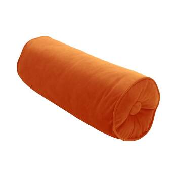 7"x18" Velvet Neck Roll Throw Pillow Orange - Edie@Home