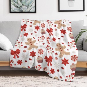 Christmas Gingerbread Man Pattern Christmas Throw Blanket Soft Fleece Christmas Blanket Cozy Flannel Throw for Couch Bed 40x50 inches - 1 of 1