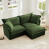 Slipcovered Sectional Sofa, 2 Seater Sofa with Removable Cover, Sofa with Convertible Ottoman, Chenille Fabric Sectional Sofas-Cuddlewood - 2 of 4