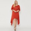 Slickblue Women's Plus Size Asymmetrical Raw Edge Dress, Three-Quarter Sleeves, Charcoal Grey/Rust, XL-3XL - 2 of 4