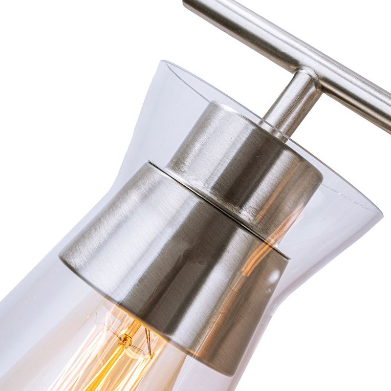 C Cattleya 3-Light Brushed Nickel Bathroom Vanity Light with Clear Glass, 6 of 9