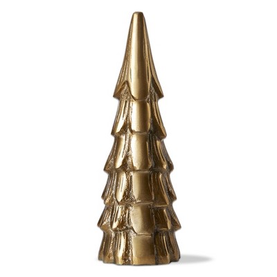 TAG Cast Aluminum Gold Metal Christmas Tree Decor Medium for Tabletop or Mantel, 8 inch