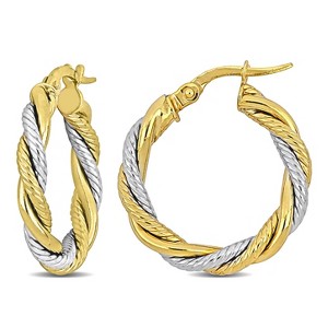 EVERLY JEWELRY | 10k 2-Tone Gold Twisted Hoop Earrings - 1 of 4