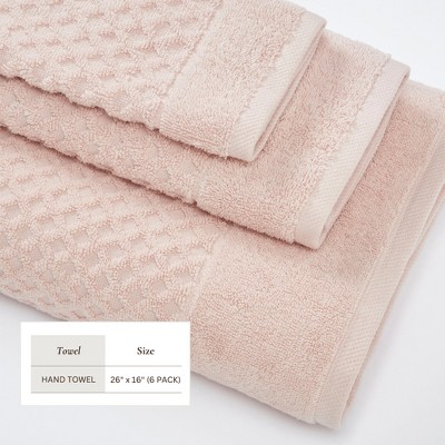 Blush Cotton Diamond Textured Quick-Dry Hand Towels Set