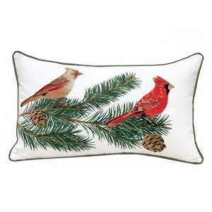 RightSide Designs Cardinals & Pines Indoor/Outdoor Throw Pillow - 1 of 4