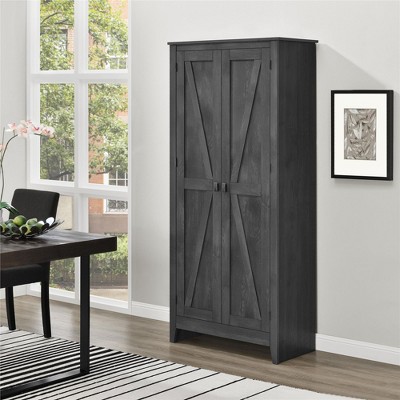 Rustic Gray Barn-Style Storage Cabinet with Adjustable Shelves