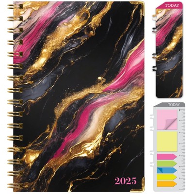 Global Printed Products Hardcover CY 2025 Fashion Planner - 5.5"x8" (Dark Gold Marble)