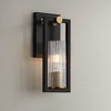 Stiffel Ramos Industrial Modern Wall Light Sconce Black Brass Hardwire 4 1/2" Fixture Clear Ribbed Glass Shade for Bedroom Bathroom Vanity Reading - 2 of 4