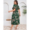 Womens Plus Size Ruffle Dress Square Neck High Wasit Smocked Dress Summer Casual Dress with Lantern Sleeve - 4 of 4