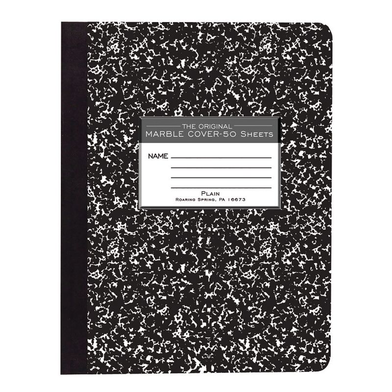 Roaring Spring Paper Products Composition Book, Unruled, 50 Sheets, 9.75" x 7.5" , Black Marble, Pack of 12, 2 of 4