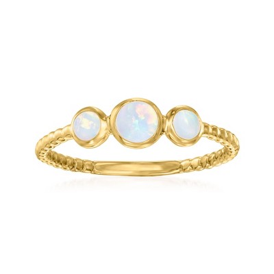 RS Pure by Ross-Simons Opal 3-Stone Ring in 14kt Yellow Gold