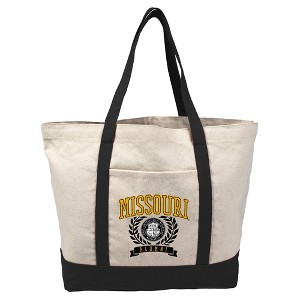 University of Missouri Mizzou Tigers Alumni Seal Canvas Tote Bag With External Pocket, Reusable Shoulder Bag for Shopping, School, Beach - 1 of 4