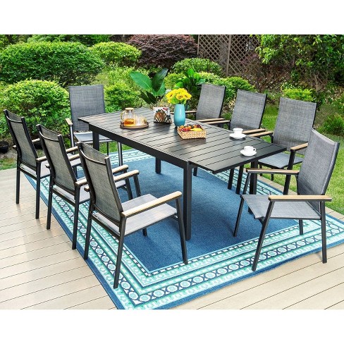 9pc Patio Set With Steel Expandable Table Stackable Sling Chairs Captiva Designs Outdoor Dining Weather resistant Target