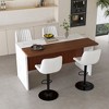 GDFStudio Wynn Modern 5 Piece Marble-Look Kitchen Island Set with 360° Swivel Upholstered Bar Stools and LED Lights - 2 of 4
