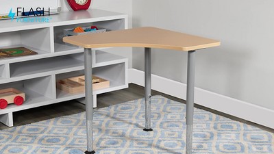 Triangular Gray Chrome Adjustable Student Desk 32"x20.5"