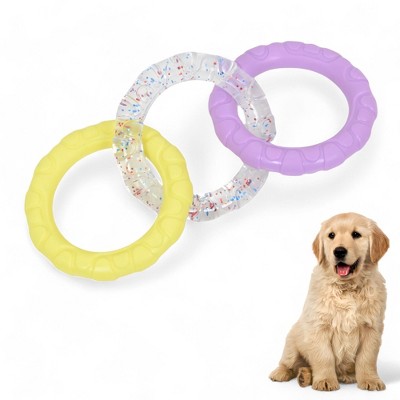 Alilang Dog Chew Toy TPR Material Rings Set of Three Durable Tug-of-war Interactive Toy