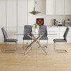 5-Piece Dining Set with Tempered Glass Table and 4 PU Chairs - 3 of 4