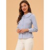 INSPIRE CHIC Women's Swiss Dots Peter Pan Collar Long Sleeve Button Down Shirt - 4 of 4