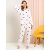 Allegra K Women's Winter Flannel Long Sleeve Nightwear Top and Pants Pajama Sets - 3 of 4