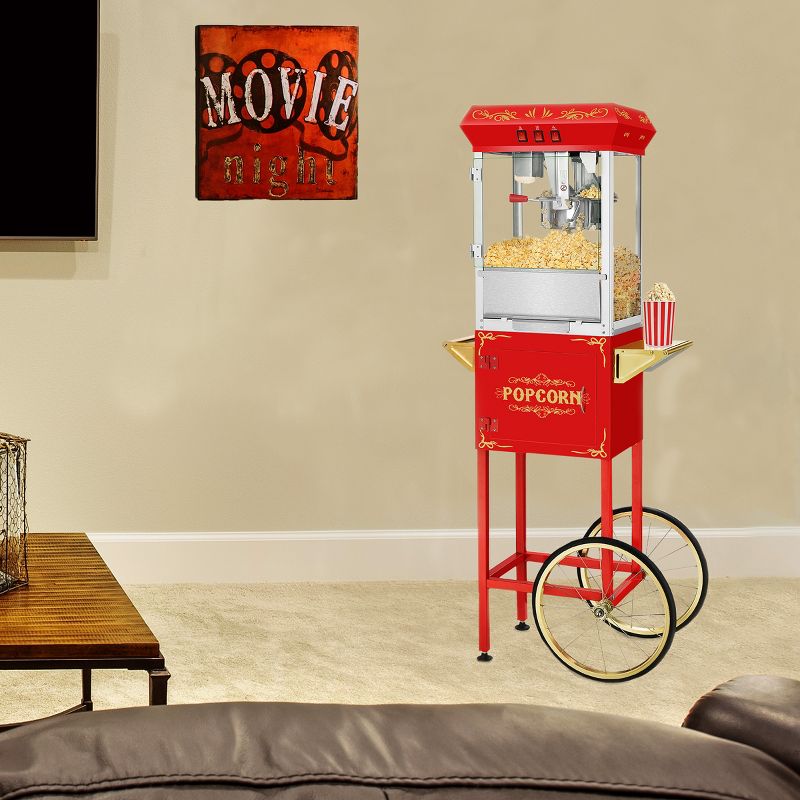 Superior Popcorn 8 oz. Movie Night Popcorn Maker Machine and Cart - Red, 3 of 6