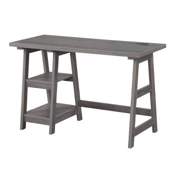 Designs2Go Trestle Desk with Charging Station and Shelves - Breighton Home