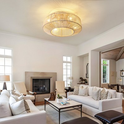 KAISITE 20inches Gold Rattan Ceiling Fan with Light Kit and Remote Control