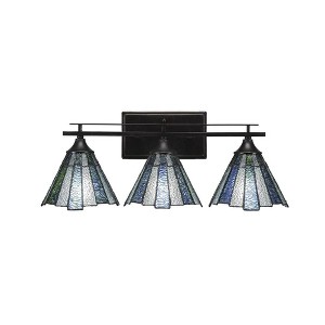 Toltec Lighting Uptowne 3 - Light Vanity in  Dark Granite with 7" Sea Ice Art Glass Shade - 1 of 1