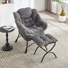 CAVINAS Modern Accent chair with Ottoman with Armrests and a Side Pocket, Leisure Upholstered Sofa Chair Reading Chair with Footrest - 2 of 4