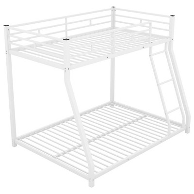 NicBex Twin Over Full Metal Floor Bunk Bed with Safety Guardrails and Ladder for Kids,Girls,Boys