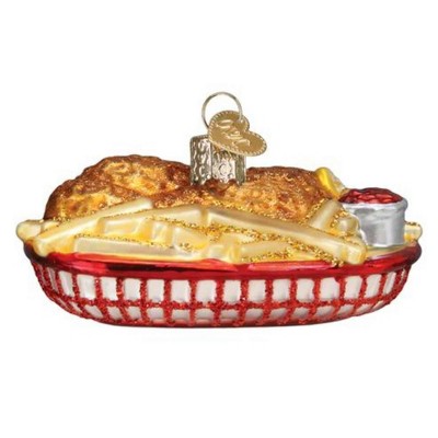 Old World Christmas 1.75 In Chicken Basket Red Basket Fries Ketchup Tree Ornaments