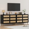 Natural Rattan 6-Drawer Dresser with Gold Legs - Wide Double Dresser with Anti-Tip for Bedroom - 4 of 4