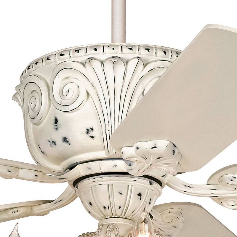 52" Casa Vieja Vintage Chic Ceiling Fan with Light LED Crystal Chandelier Rubbed White Living Room Kitchen Bedroom, 4 of 7