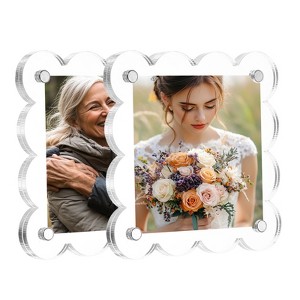 Unique Bargains Double Sided Fujifilm Mini Picture Acrylic Wavy Fridge Magnetic Frames 2 Pcs - 1 of 4