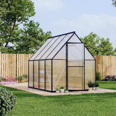 Aluminum-Framed Greenhouse, Heavy Duty Polycarbonate Greenhouse with Quick Setup Structure and Roof Vent, Enhanced Aluminum GreenhouseKit for Outdoor