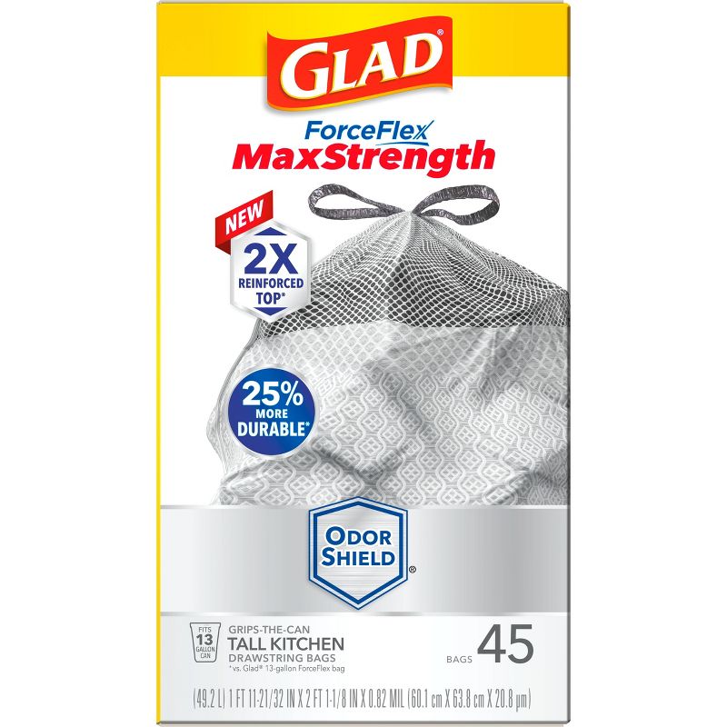 Glad ForceFlex MaxStrength Drawstring Odor Shield Trash Bags - 13 Gallon - 45ct, 5 of 16