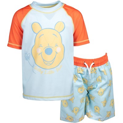 Disney Winnie The Pooh Toddler Boys Raglan Pullover Swim Rash Guard Swim  Trunks Blue 4t : Target