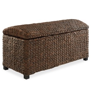 Casafield 36" Storage Trunk with Curved Lid, Safety Hinge - Water Hyacinth Wicker Storage Chest Basket for Bedroom, Entry Way, Living Room - 1 of 4