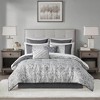 Madison Park 12pc King Grace Jacquard Comforter Set with Bed Sheet Silver - 3 of 4