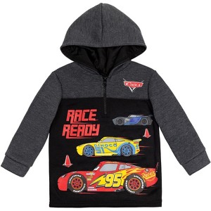 Disney Pixar Cars Lightning McQueen Fleece Half Zip Hoodie Toddler - 1 of 4