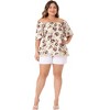 Agnes Orinda Women's Plus Size Floral Tassel Hem Square Round Casual Blouses - 3 of 4