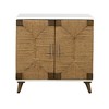 Treasure Trove Accents 2 Door Cabinet Egret White/Jute: Mango Wood, Divided Storage, 30x18x30", ASTM Compliant - 2 of 4